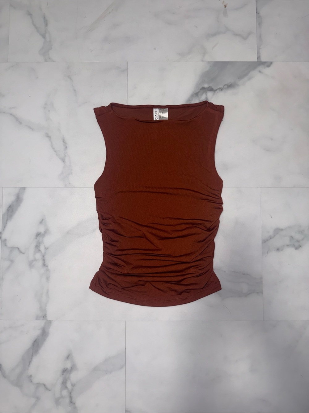Divided H&M Sleeveless Ruched Tank Top - Burnt Orange